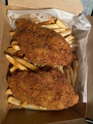 Cajun Fried Catfish and Cajun Fries.