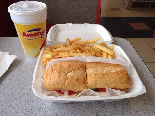 Turkey sub combo with fries & drink $6.94 (tax included)