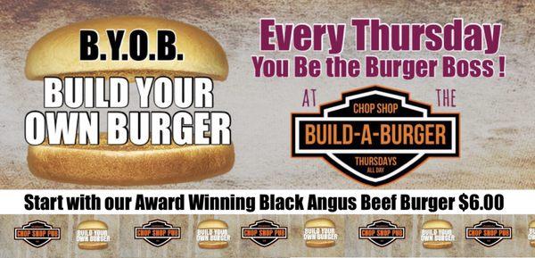 If your HUNGRY you need to try one of these bad boys... On Thursdays you can build your own burger...