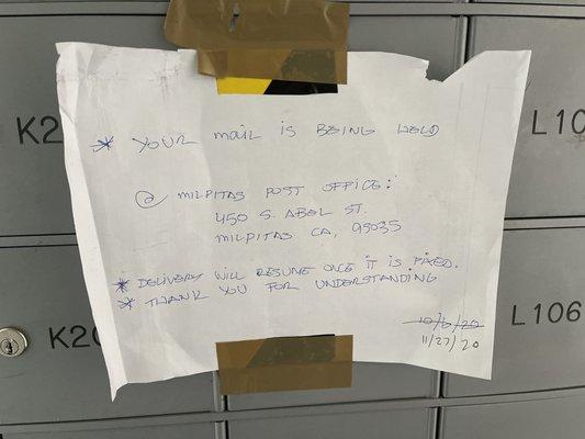 The note used last break-in and this break-in, which is why the date is crossed out. It happens so often they saved the paper.