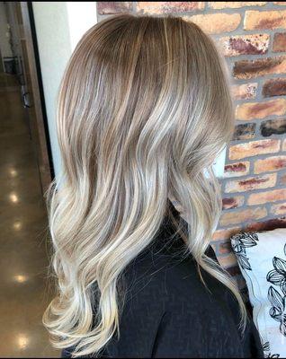 Kaycee cox showing off her blonde coloring techniques.