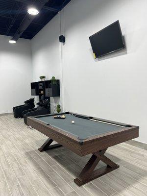 Pool Table area, who said barbershops are boring??