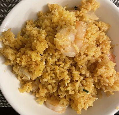 Pretty plain tasting Shrimp fried rice.