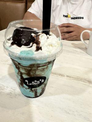 Cookie Monster milkshake - my daughter said it was good!