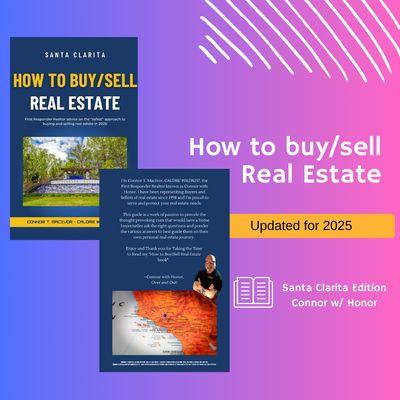 Photo of the front and back cover of the Santa Clarita real estate book updated for 2025 with it's Santa Clarita real estate focus