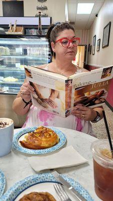 Nice lady from Tennessee reading Julia Childs, enjoying a danish and a mocha.