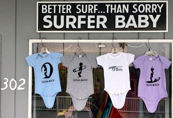 Get your original Ocean Beach Surfer Baby designs right here at our shop or online