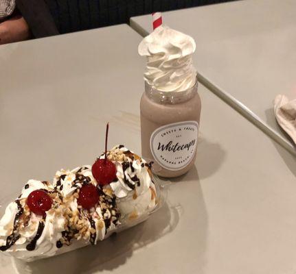 Banana split and chocolate shake