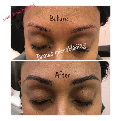 Eyebrows Microblading before and after at.    Lovely Brows & Lashes         $200