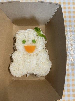 Adorable side of rice they made for my four year old. She was beyond delighted!