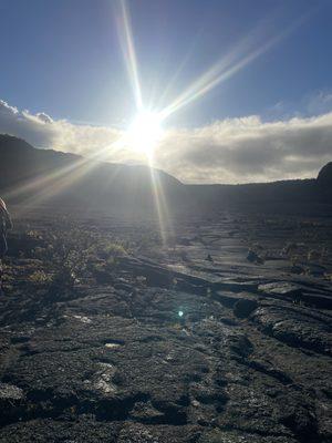 Inside the volcanic crater with amazing steam pockets!  Gorgeous sunset!