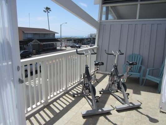 Warm-up on the spin bike with an ocean view.