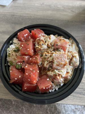 Small Bowl with Shoyu Ahi and Spicy Ahi and White Rice