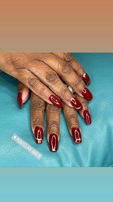 Red coffin shaped nails for fall