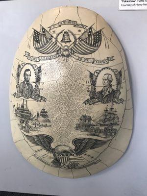 Turtle shell scrimshaw