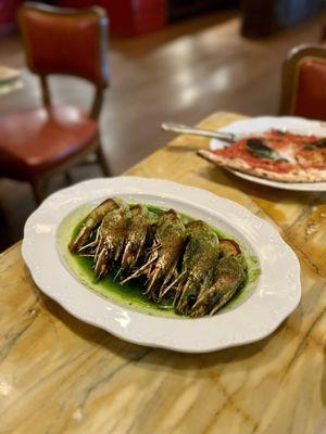 Gamberi in salsa verde