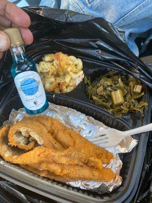 Fried whiting  Small Mac & Cheese Small Collard Greens Small Yams Corn Bread