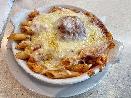 Mostaccioli with added meatball