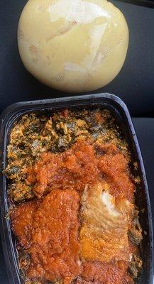 Fufu and Egusi Soup with fish