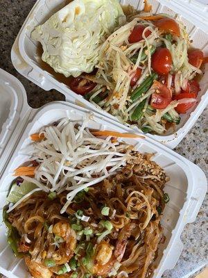 Pad Thai and Papaya Salad