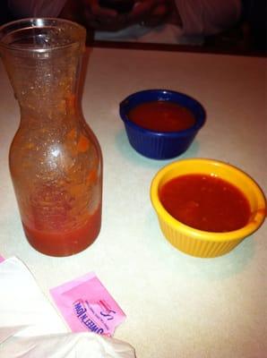 Salsa on table before I sat down!