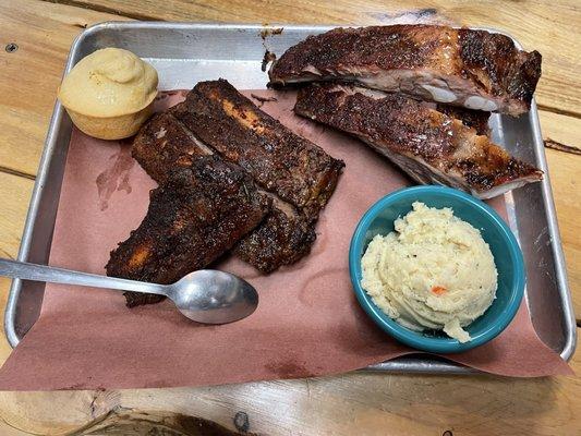 Two Meats - Bison Back Rib, Pork Rib, Potato Salad