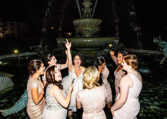 We completely ruined Hannah's nice idea to take a photo IN FRONT of the fountain, but she rolled with it as we sang and got some killer pics