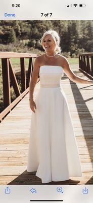 This beautiful brides gown was brought down in size for a perfect fit.