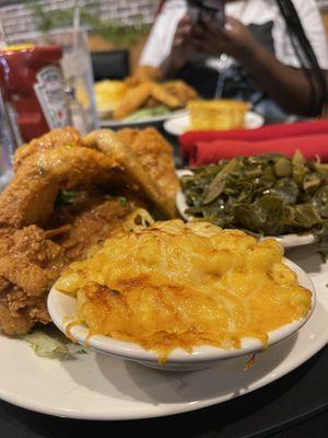 Ella B's Honey Fried Chicken, Southern Collard Greens, Mac n Cheese