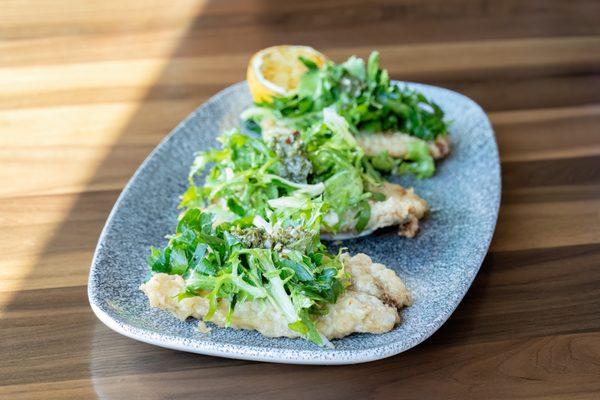 Fried Sardines- 
salsa verde | grilled lemon