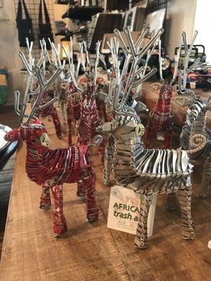 Reindeer made from cans...African trash art.