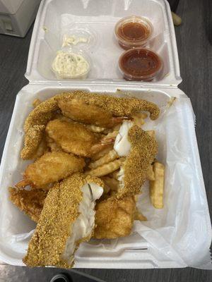 3pc fish with 3pc shrimp & fries.