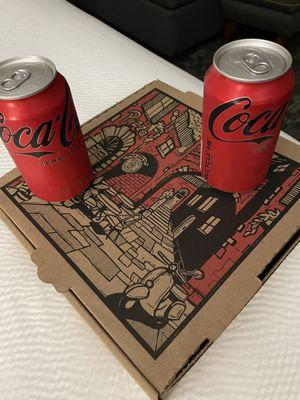 Coke Zero and pizza