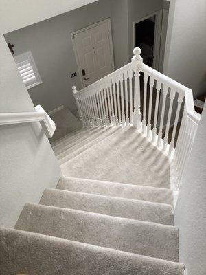 Stairs with Karastan carpet and "Hollywood" wrap.