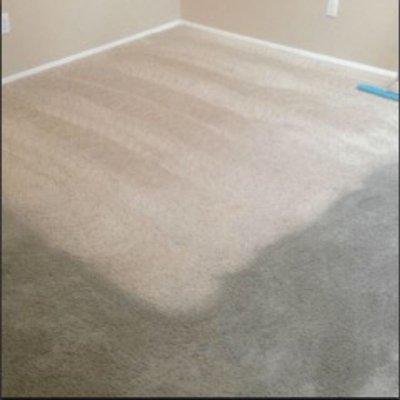 A section of carpet cleaned.