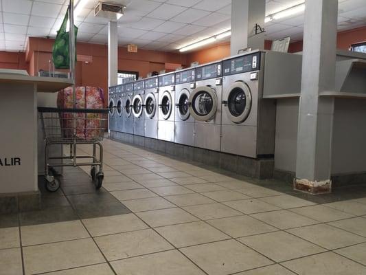 Double load washers, one of three rows.