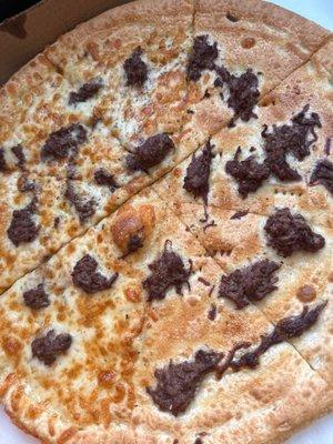 A disgusting pizza from pizza spinners in Lee Nh