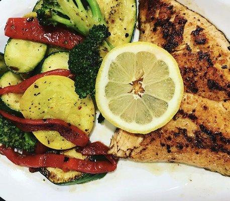 Grilled Salmon with Vegetables.