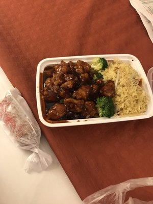 General Tso's combo meal with Egg Roll