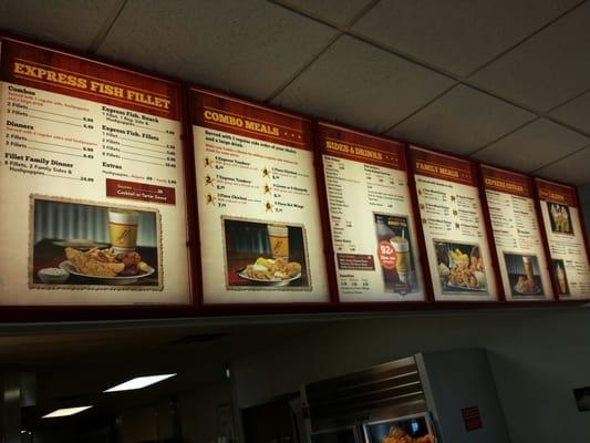 Menu board as of 1/17/2016.  They offer lots of sides.