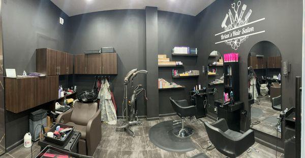 Interior panoramic view of Brian's Hair Salon!