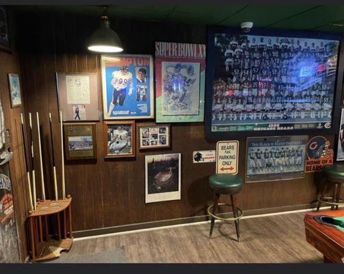 Chicago Bears wall in back area