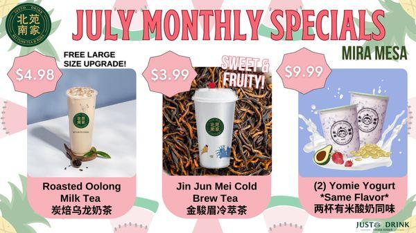 JULY MONTHLY SPECIALS