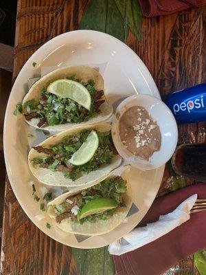 Steak tacos on corn tortilla