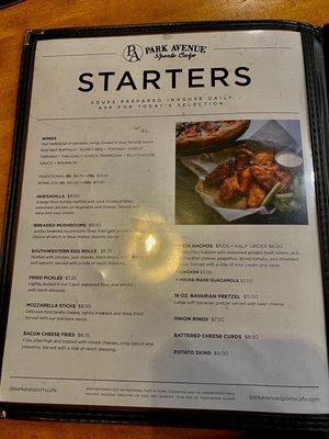 Menu - Starters