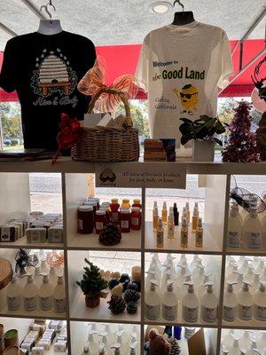 Good Land shirts and honey products