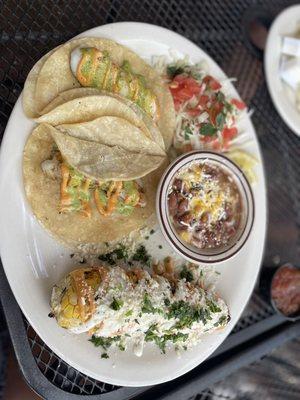 Baja Fish Tacos,Corn,Beans,Coleslaw