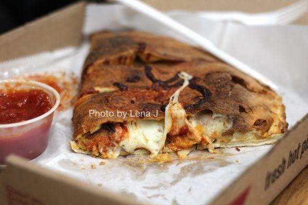 Inside of Eggplant Parm Calzone ($10.65)