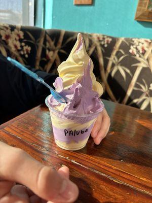 Pineapple dole whip with ube soft serve!