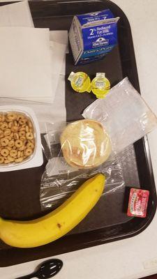 Breakfast on 10.06.2017 cereal, English muffin, and a banana